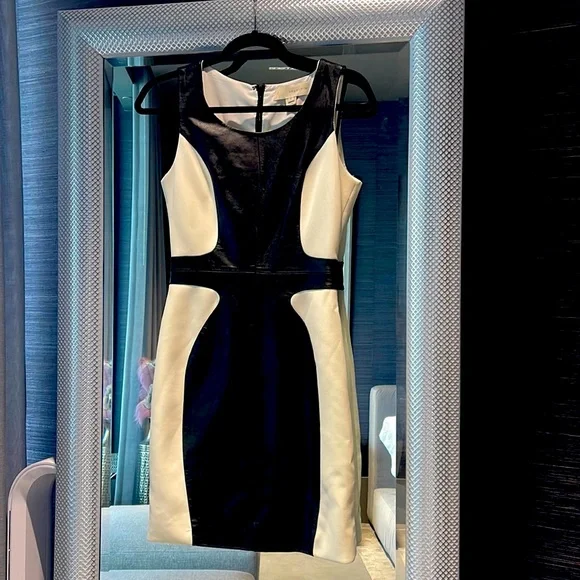 Bagatelle Leather Dress Size Small | Color: Black/White | Size: S | Mizzgabriela's Closet